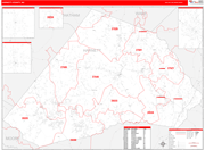 Harnett County Wall Map Red Line Style