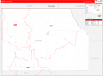 Harper County Wall Map Red Line Style