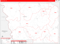 Harris County Wall Map Red Line Style