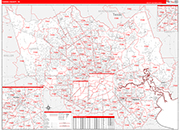 Harris County Wall Map Red Line Style