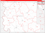 Harrison County Wall Map Red Line Style