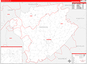 Harrison County Wall Map Red Line Style