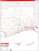 Harrison County Wall Map Red Line Style