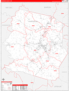 Harrison County Wall Map Red Line Style