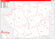 Hart County Wall Map Red Line Style
