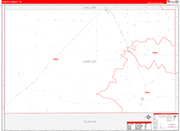 Hartley County Wall Map Red Line Style