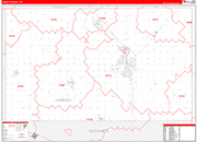 Harvey County Wall Map Red Line Style