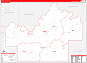 Haskell County Wall Map Red Line Style