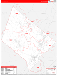 Hays County Wall Map Red Line Style