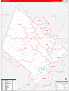 Hays County Wall Map Red Line Style