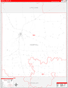 Hemphill County Wall Map Red Line Style