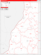 Henderson County Wall Map Red Line Style