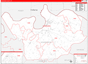 Henderson County Wall Map Red Line Style