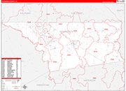 Henderson County Wall Map Red Line Style