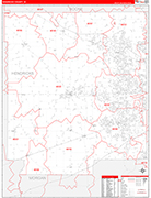 Hendricks Wall Map Red Line Style