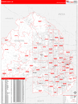Hennepin County Wall Map Red Line Style