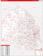 Hennepin County Wall Map Red Line Style