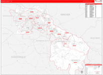 Henrico County Wall Map Red Line Style