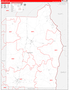 Henry County Wall Map Red Line Style