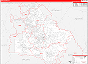 Henry County Wall Map Red Line Style