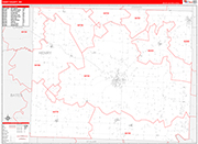 Henry County Wall Map Red Line Style