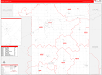 Henry County Wall Map Red Line Style