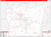 Henry County Wall Map Red Line Style