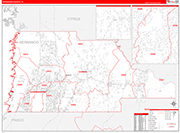 Hernando County Wall Map Red Line Style