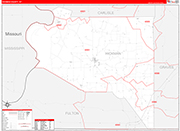 Hickman County Wall Map Red Line Style