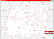 Hickman County Wall Map Red Line Style