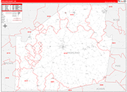 Highland County Wall Map Red Line Style