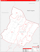 Highland County Wall Map Red Line Style