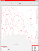 Hill County Wall Map Red Line Style