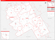Hill County Wall Map Red Line Style