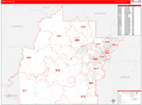 Hinds County Wall Map Red Line Style