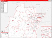Hinds County Wall Map Red Line Style