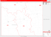 Hitchcock County Wall Map Red Line Style