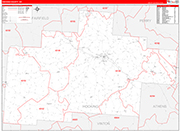 Hocking Wall Map Red Line Style