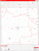 Hockley County Wall Map Red Line Style
