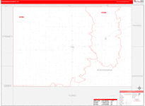 Hodgeman County Wall Map Red Line Style