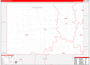 Hodgeman County Wall Map Red Line Style