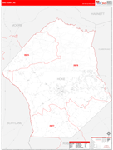 Hoke County Wall Map Red Line Style