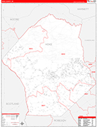 Hoke County Wall Map Red Line Style