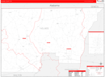 Holmes County Wall Map Red Line Style