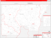 Holmes County Wall Map Red Line Style