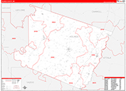 Holmes County Wall Map Red Line Style
