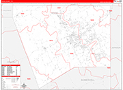 Hood County Wall Map Red Line Style