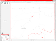 Hooker County Wall Map Red Line Style