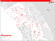 Hoonah-Angoon County Wall Map Red Line Style