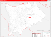 Hopewell County Wall Map Red Line Style